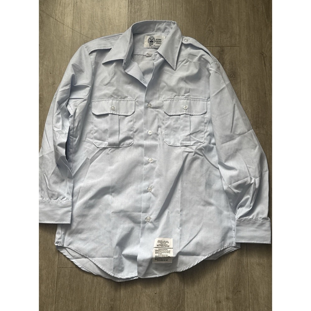 US Military Blue Dress Shirt 15.5 x 32 Defense Logistics Agency Wings Collection